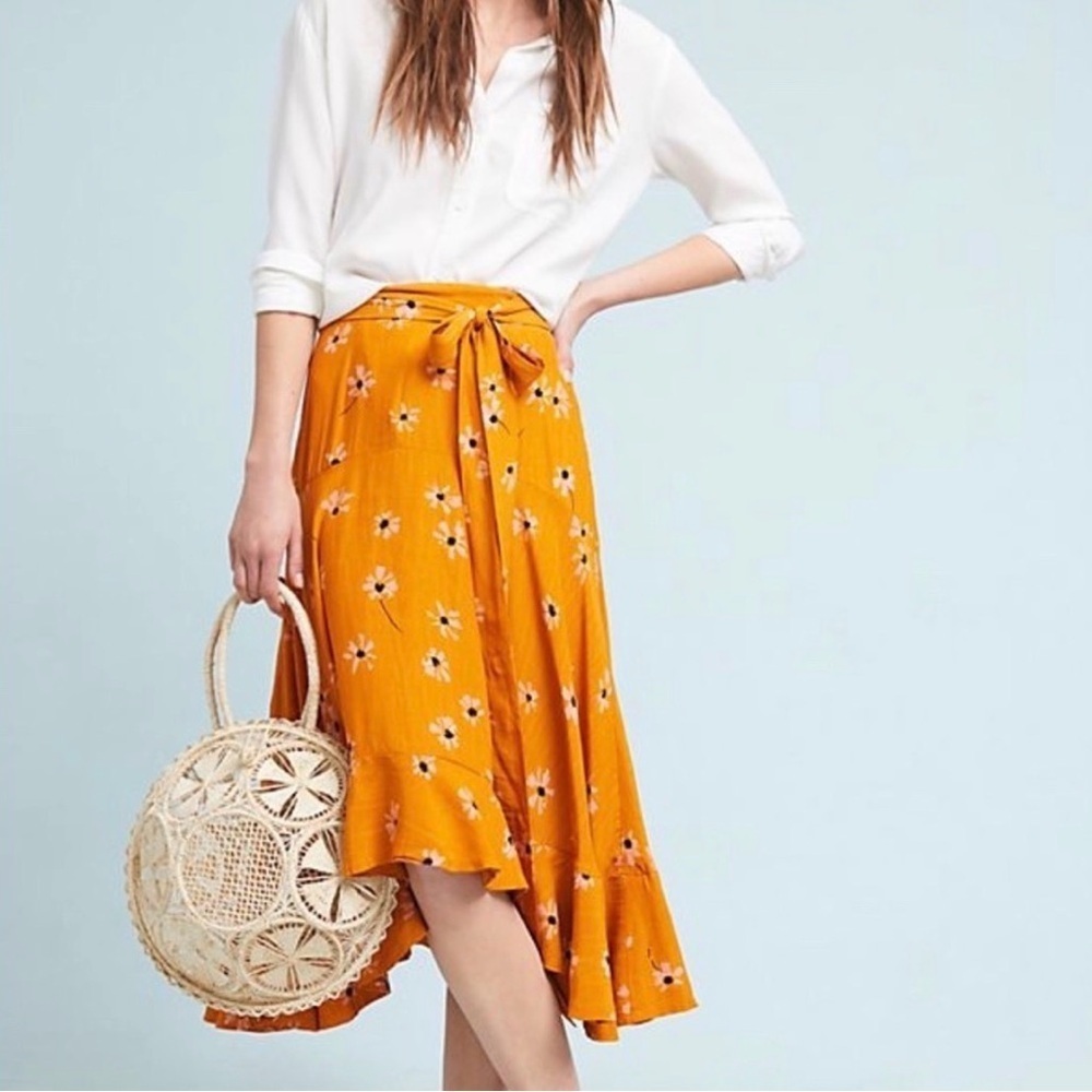 Anthropologie Faithfull The Brand Botany Belted Skirt Midi Floral Size 6
